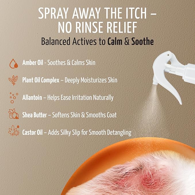 Tauro Pro Line Dog Conditioner Spray for Itchy Skin - Soothes Dry, Sensitive Skin, Calms Itching from Allergies, Dandruff - Leave in Pet Conditioner for Dogs, Cat & Puppy (Derma Care 8.5 Fl Oz)