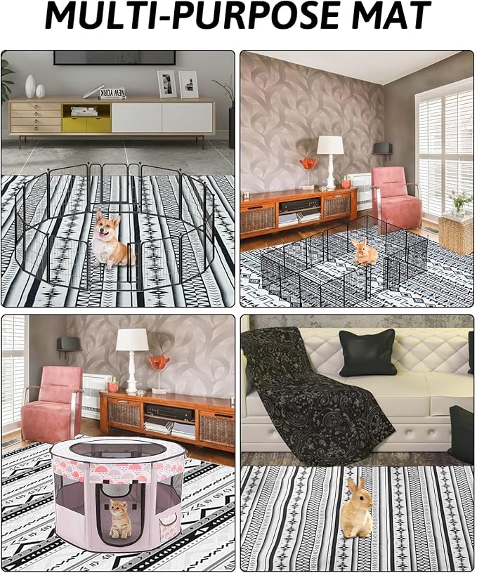 BNOSDM 91" X 63" Extra Large Rabbit Cage Liners Washable Reusable Bunny Bedding Pets Dog Whelping Pads with Anti Slip Bottom Pad Rug for Dogs Chinchillas Cats Guinea Pigs Ferrets