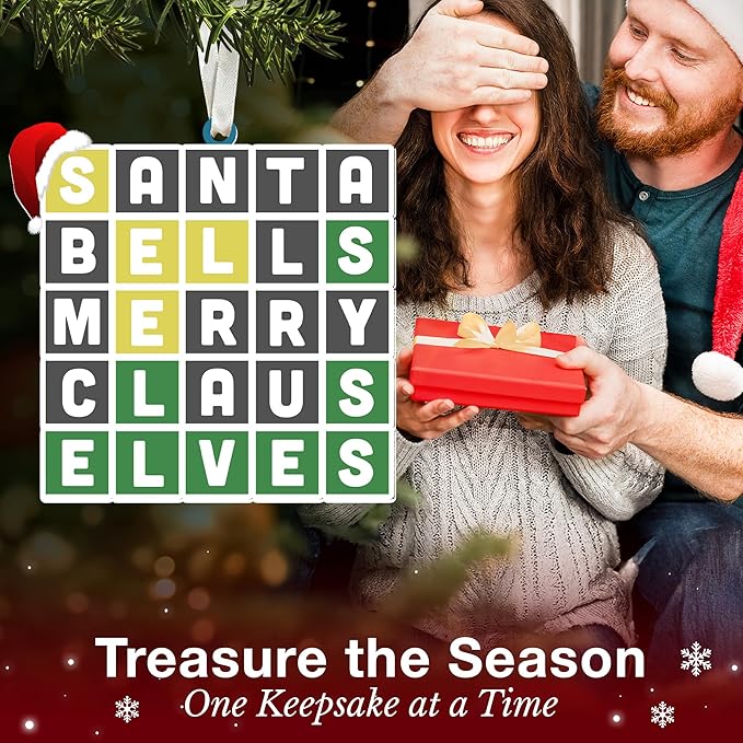 Wordle Ornament - Wordle Ornaments for Christmas Tree - Ideal Wordle Gifts for Puzzle Lovers, 2025 Special Edition Christmas Ornament, Perfect Present for Puzzle Enthusiasts, Holiday Decorations