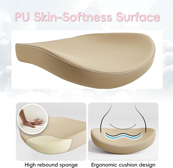 Office Home Ergonomic Desk Chair-Computer X-Shaped Chair Mesh PU Leather with Adjustable Lumbar Support-Executive Chair High Back Flip-Up Arms for Long Hours (Khaki-No Headrest)