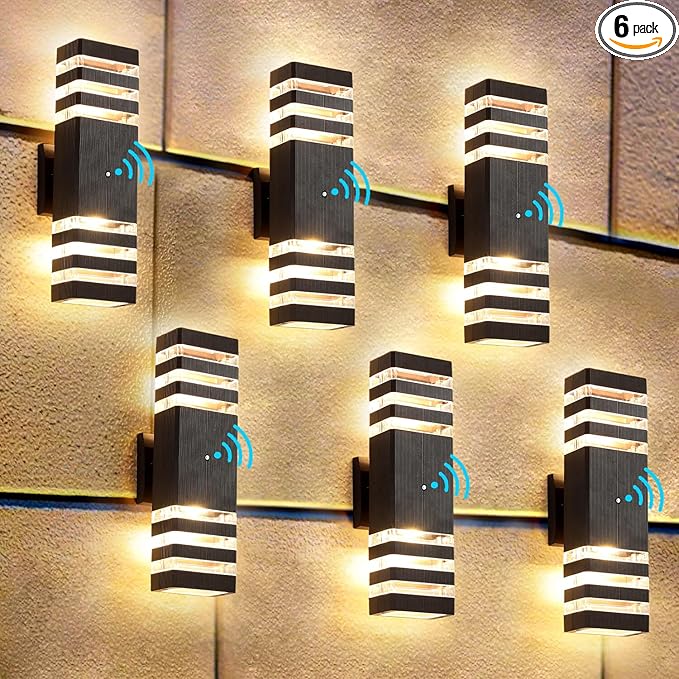 6 Pack Dusk to Dawn Outdoor Light Fixture,14W IP65 3000K 1100LM Warm White,Exterior Lights for House, Up and Down Outdoor Sconce Lights, Aluminum Outdoor Lights for House Porch Garage