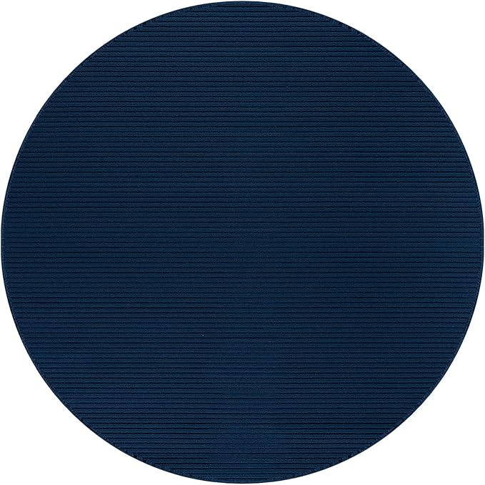 Non Slip Navy Solid Rubber Back Thing Rug for Living Room 4 Round Area Rugs for Kitchen, Rugs for Bedroom, Stain Resistant Easy Cleaning Non Shedding Carpet Navy 4 Round