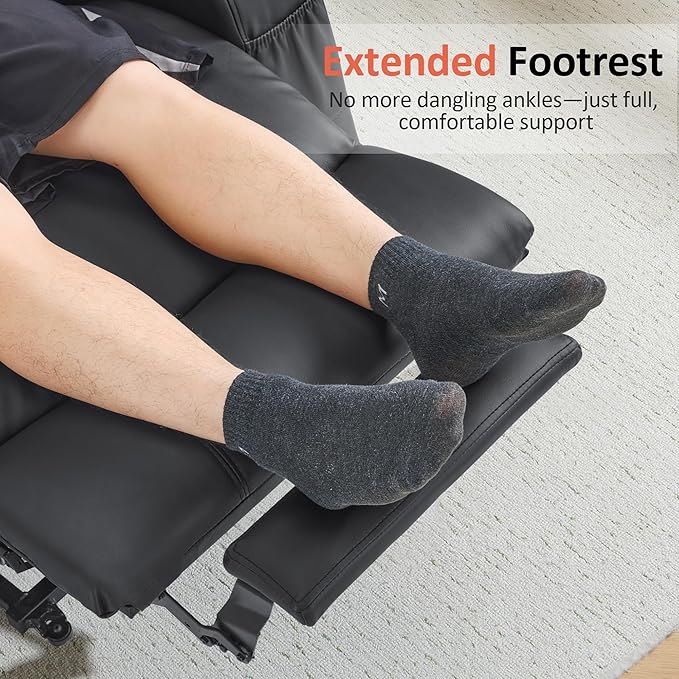 MCombo Power Lift Recliner Chair for Elderly, Lift Chair with Heat and Massage, FSC Certified, USB Ports, Cup Holders, Faux Leather 7040 (Black, Medium)