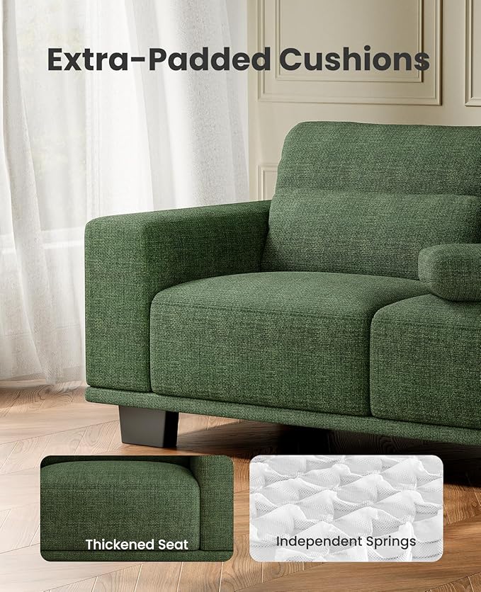 AMADA HOMEFURNISHING 40" Living Room Chairs,Reading Chair，Accent Chair,Small Sofa Couch for Bedroom，Oversize Mid-Century Armchair with Deep Seat，Comfy Sofa,Olive Green
