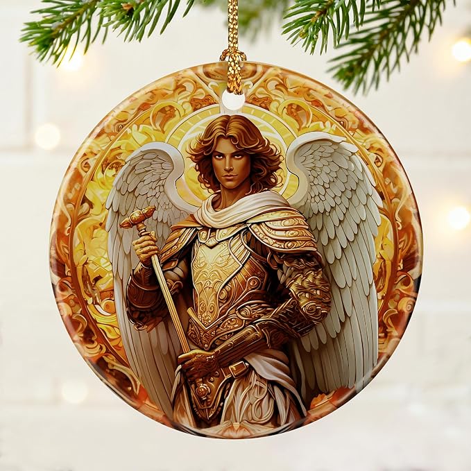Archangel Michael Ornament | Christmas Ornaments, Christmas Tree Decorations, Holiday Hanging Decor, Warrior Angel Decor | Religious Gifts, Christian Gifts | Faithful Gift, Spiritual Guardian Gift