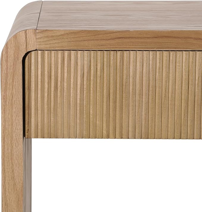 Modern Fluted Entryway Console Table 59’’ Long Entry Sofa Table with Drawers & Storage Shelf for Living Room Entrance Hallway, Easy Assembly, Brown