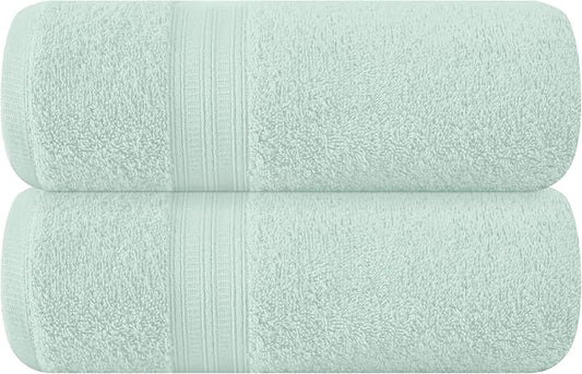 BOUTIQUO Cotton 2 Pack Oversized Bath Towel Set, Large Bath Towels 27x54, Ultra Soft, Absorbent, Compact, Quick Drying and Lightweight, Eco-Friendly and 100% Recyclable Towel Set - Sea Green