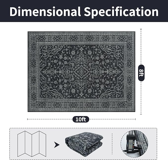 Washable Rugs 8x10 Area Rugs for Living Room,Bedroom,Dining Room- Soft Low Pile Stain-Resistant Carpet with Non-Slip Rubber Backing,Large Vintage Area Rug for Farmhouse Nursery Home Office Decor