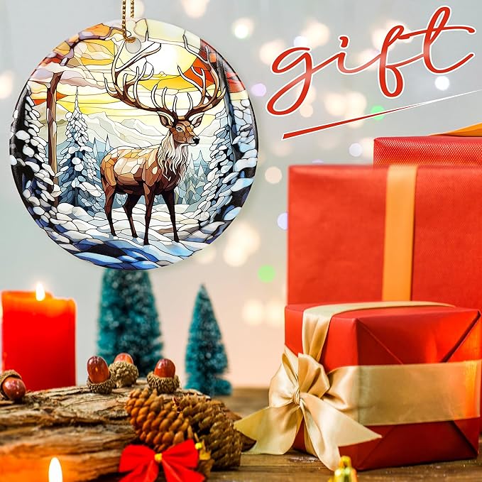 Christmas Ornament, Snow Elk Ornament, Christmas Decorations for Tree, Heirloom Keepsake, Gift Idea