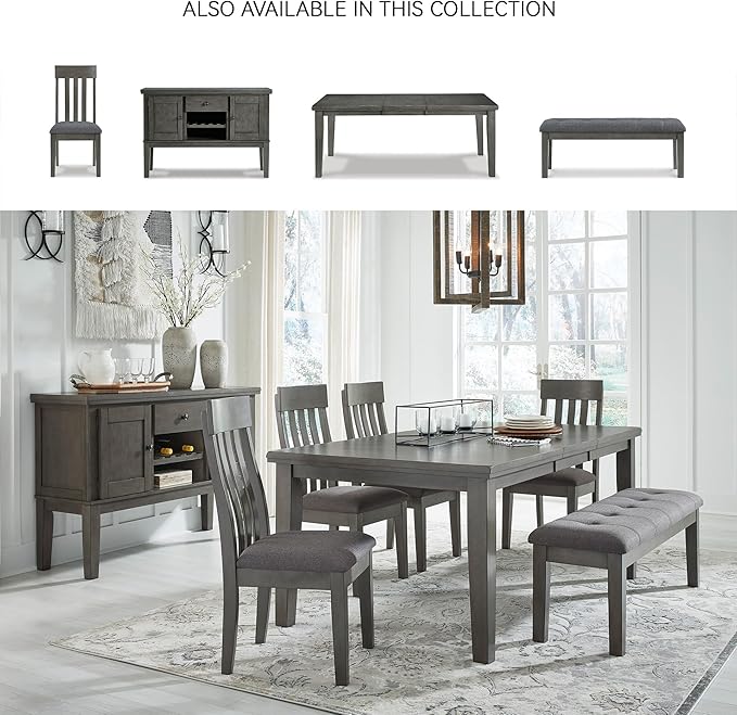 Signature Design by Ashley Hallanden Contemporary Dining Upholstered Side Chair, Set of 2, Armless, Comb Back Design, Wood Frame, Gray