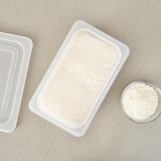 Restaurantware Food Pans Pack of 10 Plastic Rectangle Food Containers 1/4 Size with Traceability Label, Storage Containers Dishwashable Hot Cold Friendly for Restaurants Buffet Commercial Use