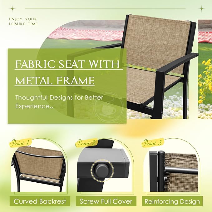 Greesum 4 Pieces Outdoor Furniture Set All Weather Patio Conversation Set with Porch Loveseat, Garden Bistro Chairs with Glass Coffee Table for Garden Backyard Poolside Textile Modern, Yellow