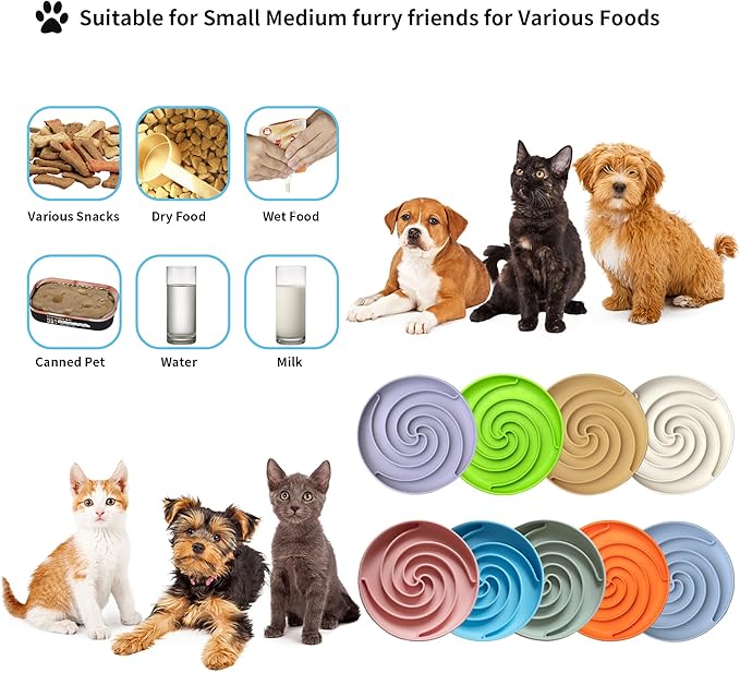 Slow Feeder Dog Bowls, Dishwasher Microwave Safe Silicone Puppy Puzzle Bowl with Non-Slip Design for Eating (Green and Orange)