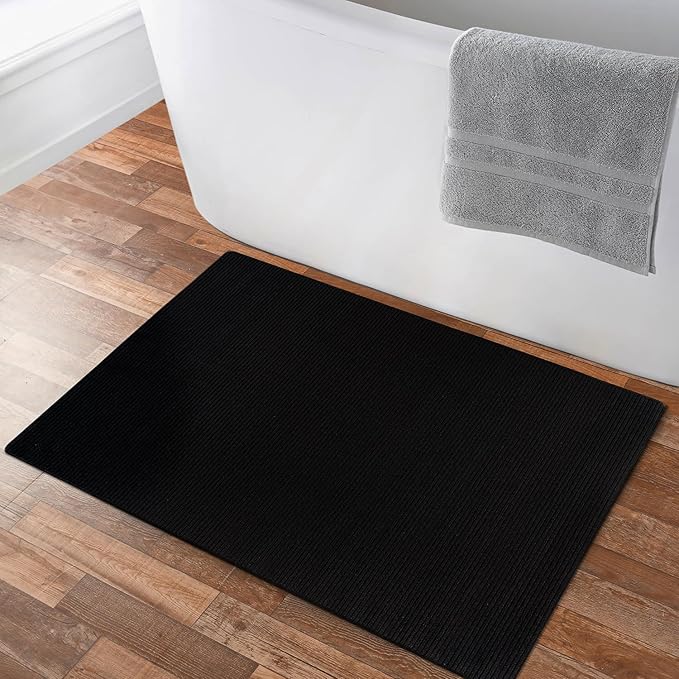 Non Slip Black Solid Rubber Back Thing Door Mat for Entryway 2x3 for Kitchen, Rug for Bathroom, Stain Resistant Easy Cleaning Non Shedding Carpet Black 2 x 3