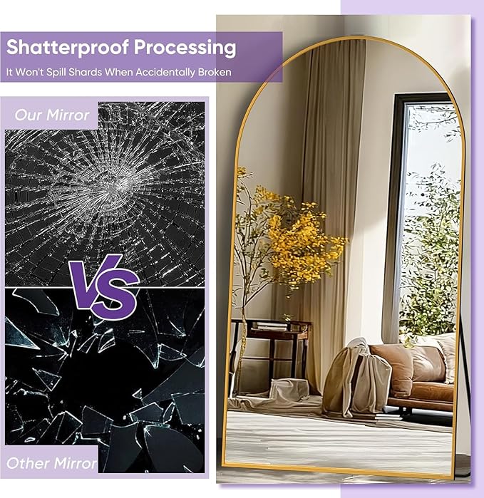 Floor Mirror, 68"×26" Full Length Mirror with Stand for Bedroom Living Room, Gold