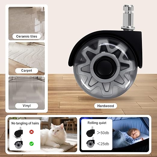 Frassie 28 Inch Office Gaming Chair Metal Base Replacement Part with 5 Wheels, Heavy Duty 2500 Lbs Wide Chair Legs Computer Desk Chair Base (Silver)