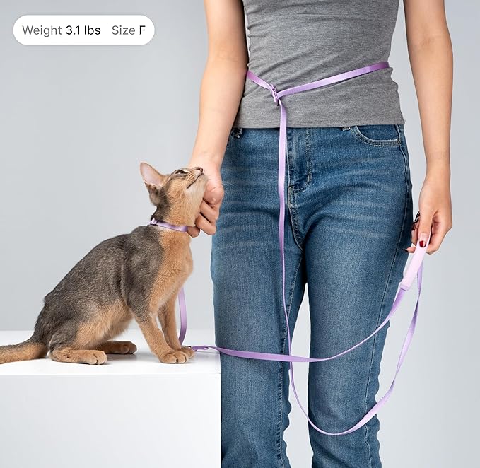 Ultra Lightweight Cat Leash Adjustable with Padded Handle, Soft Thin Nylon Cat Walking Training Waist Crossbody Leash for Kitten>4lbs Small Medium Large Cats Puppy, No Harness (Vivid Red)