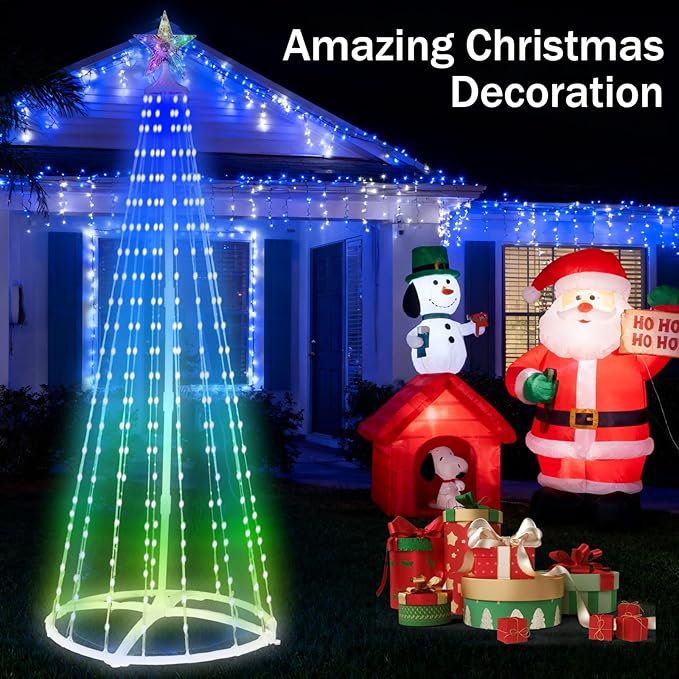 Smart Lighted Christmas Tree, 7FT 285 LED Christmas Cone Tree with App & USB Control, Color Changing Prelit Xmas Tree Timer Music Sync for Indoor Outdoor Decor