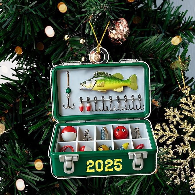 Fishing Ornaments for Christmas Tree - Unique Fisherman Gifts for Men, Cool Funny and Unique Fishing Gift for Men and Boys, Fisherman Gift 2D Flat Ornaments
