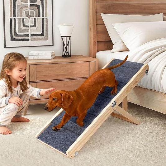 Small Dog Ramp for Bed Couch Car Folding Portable Pet Ramp for Cats Adjustable Height 21", Up to 35 lbs