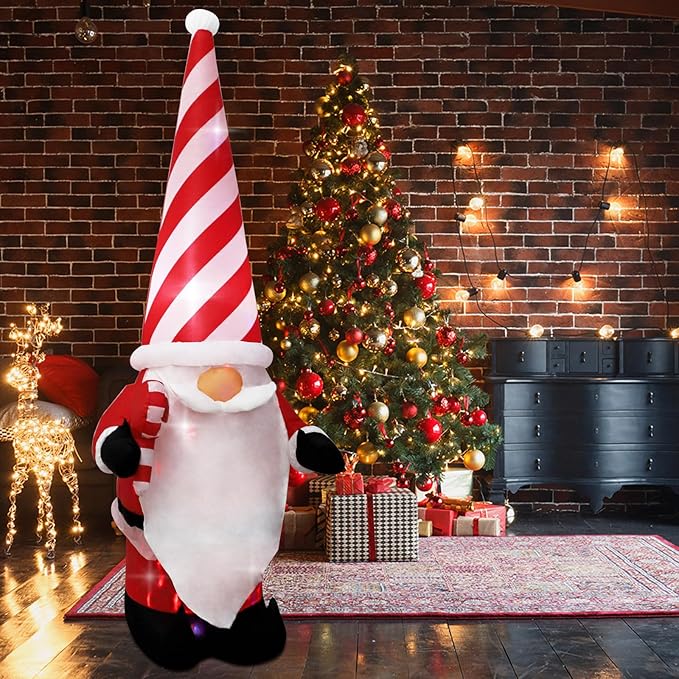 7ft Christmas Inflatable Outdoor Decoration Dwarf with Hat Inflatable Patio Decoration with Built-in LED Lights, Suitable for Christmas Holiday Party, Patio, Lawn, Garden Winter Decoration