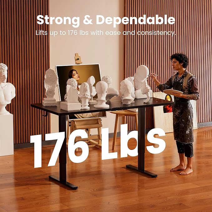 ErGear Height Adjustable Electric Standing Desk, 63 x 27.5 Inches Sit Stand up Desk, Large Memory Computer Home Office Desk with Two-Piece Desktop (Black)