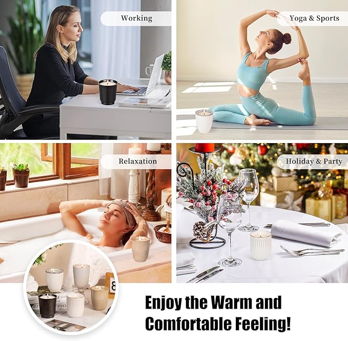 Scented Candle, 9oz White Soy Candles, Lavender Scented Candles for Women & Men, Long-Lasting Aromatherapy Jar Candle Wax for Home, Bathroom, Non Toxic Candle Gift (Ceramic Cup 7)