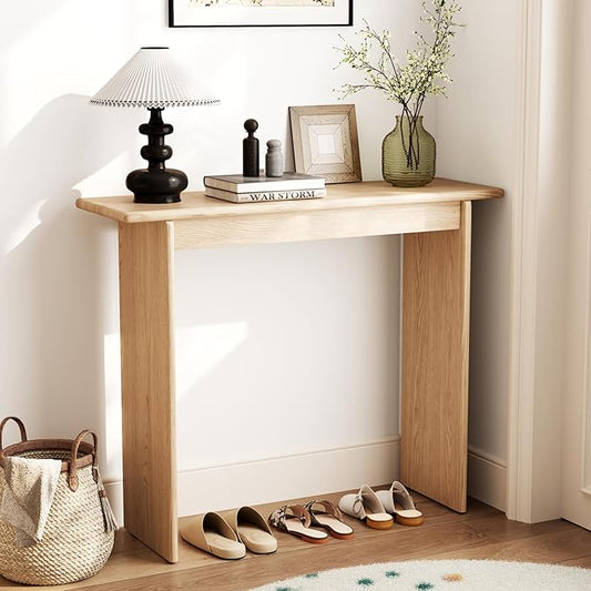 AQIMUELE Wood Console Table for Entryway, Mid Century Modern Console Table, Natrual Sofa Table for Living Room, Hall Way, Natrual Color