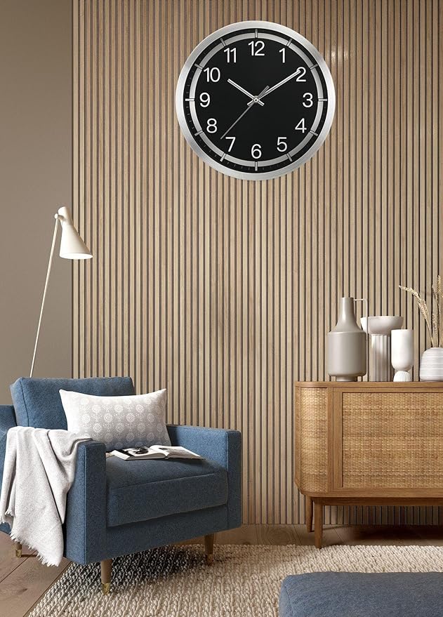 Silent Wall Clock Battery Operated,Modern Metal Wall Clock Decorative for Living Room/Kitchen/Home/Office/School,12 inch