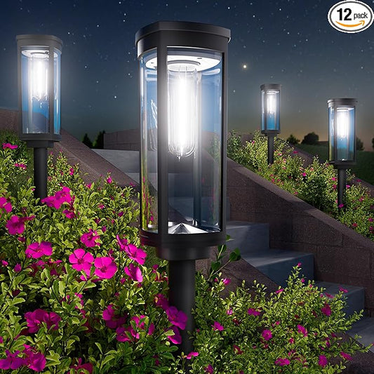 Bright Solar Pathway Lights, 12 Pack Solar Garden Lights Outdoor Waterproof IP65, Auto On/Off Outdoor Light Decorative Landscape Lighting for Walkway Driveway Lawn Patio Yard