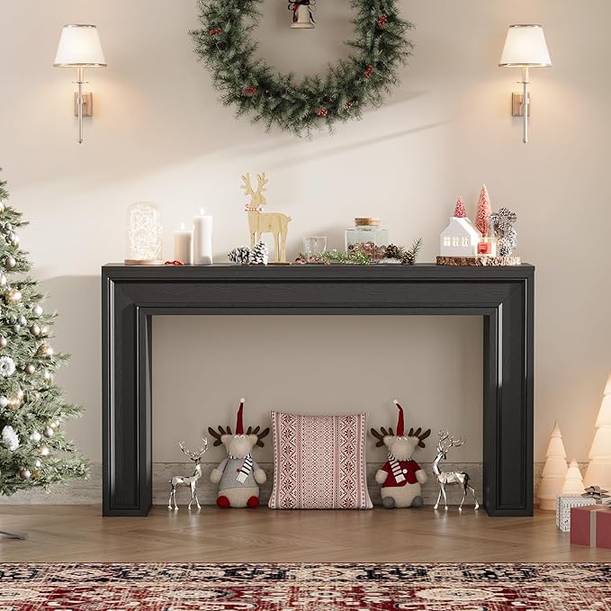 Rresyet 55 Inch Long Console Table, Sofa Table Behind Sofa, Entryway Table, Farmhouse Entryway Table for Entry, Hallway, Living Room (Black)