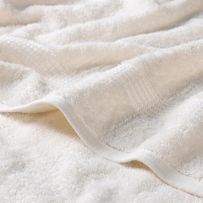 Superior Heritage Egyptian Cotton 3 Piece Towel Set, Assorted Absorbent Towels for Bathroom, Guest Bath, Luxury Home Decor Essentials, Includes 1 Bath, 1 Hand, 1 Face Towel/Washcloth, Ivory