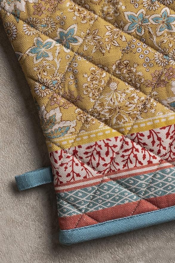 Maison d' Hermine Oven Gloves 100% Cotton Oven Mitt 7" x 13" with Loop Heat Resistant, BBQ, Cooking Gloves, Baking, Grilling, Kitchen, Handling Hot Pans Spring/Summer (Pack of 1, Marquise)