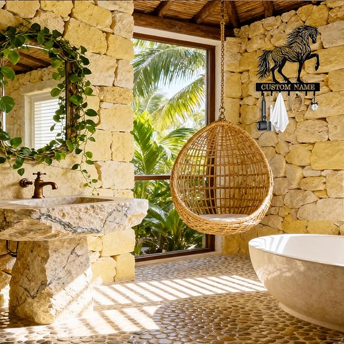 Personalized Horse Key Holder Wall Mount, Custom Metal Keys Hanger for Wall with Name, Custom Key Rack Holder with Hooks for Home, Entryway, Front Door, Living Room, Kitchen, Bathroom