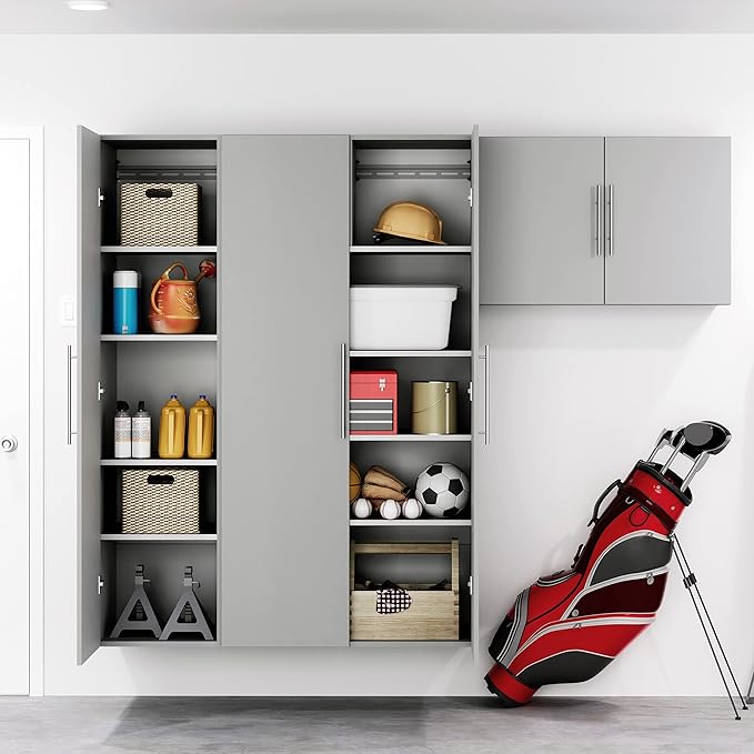 Prepac HangUps Large Storage Cabinet - Immaculate Light Gray 36" Cabinet with Storage Shelves and Doors; Ideal for Bin and General Storage Solutions
