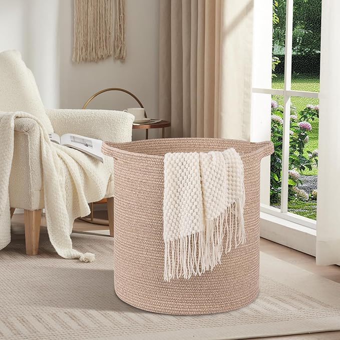 OIAHOMY 80L Laundry Hamper, Storage Basket with Handles, Laundry Basket For Toys, Pillows, Blankets,Clothes-20x18in-Brown