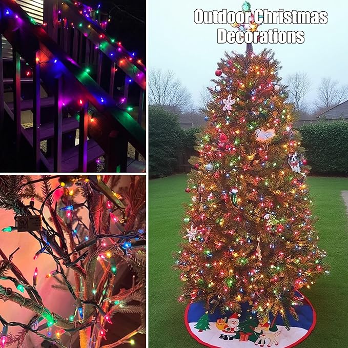 HISHINY Christmas Lights 100 Count Multicolor Christmas Tree String Lights with Green Wire for Outdoor Indoor Christmas Decorations Wedding Decorations Valentines Day Decor,UL Certified (21feet)
