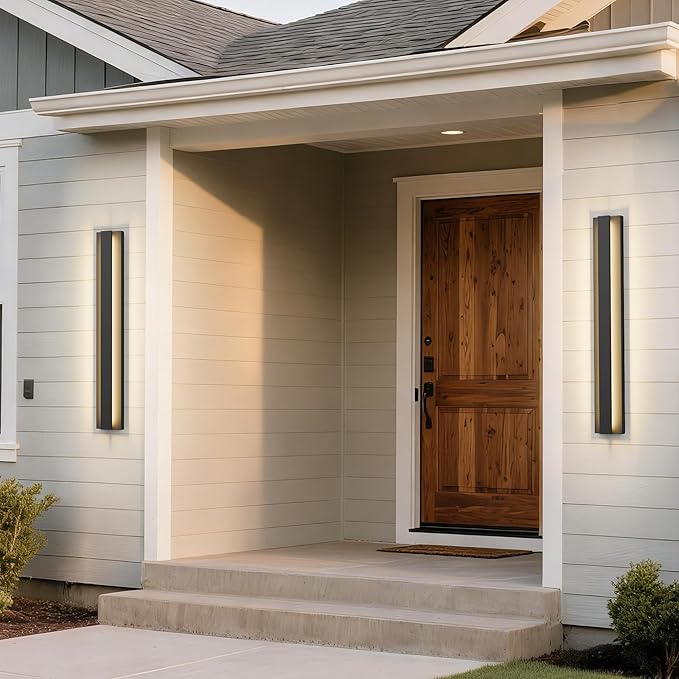 LamQee 39.4 Inch Long Outdoor Wall Lights Modern Exterior Lighting Fixtures, 3000K 30W LED Linear Outdoor Wall Sconce, Contemporary Matte Black Outside Wall Mount Lights for House Garage Porch Patio