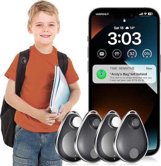 Utag GPS Tracker for Kids Hidden 4pack, Security Tag with Pins Works with Find My (iOS only), Lost Mode, Anti-Removal Tracking Device for Children, Elderly, Pets, Backpack, Vehicles, No Monthly fee