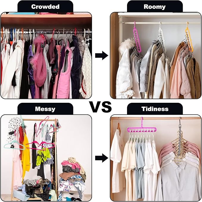 Closet Organizers and Storage, Multifunctional Organization and Storage Home Essentials Magic Space Saving Hangers with 9 Holes for Wardrobe Closet Heavy Clothes