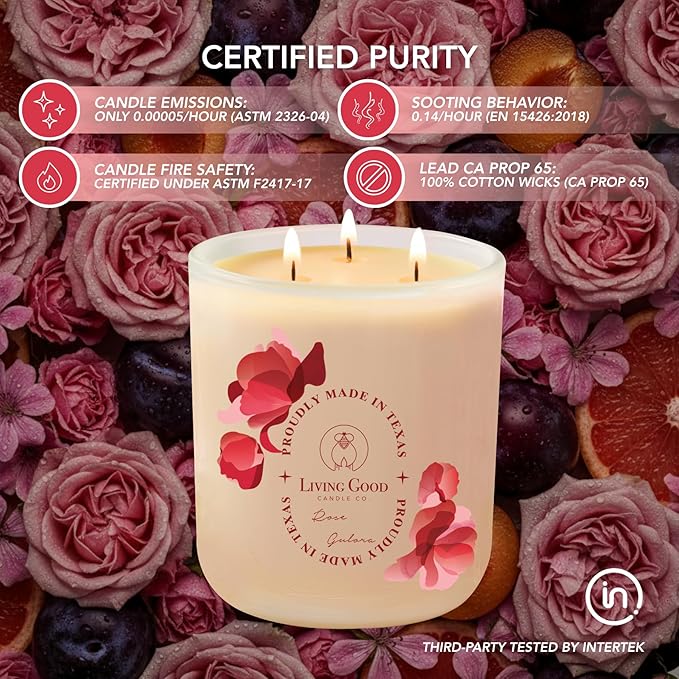 Rose Gulora - Turkish Rose Pure Beeswax Candle - 90+ Hours Long Burning Classically Designed Non-Toxic Scented Candles for Home Decor and Aromatherapy to Stress & Anxiety Relief 15 OZ