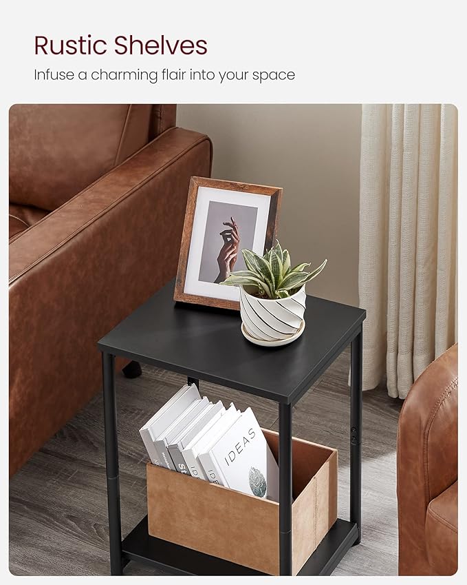 VASAGLE Side Tables Set of 2, Small End Table, Nightstand for Living Room, Bedroom, Office, Bathroom, Black ULET272B16