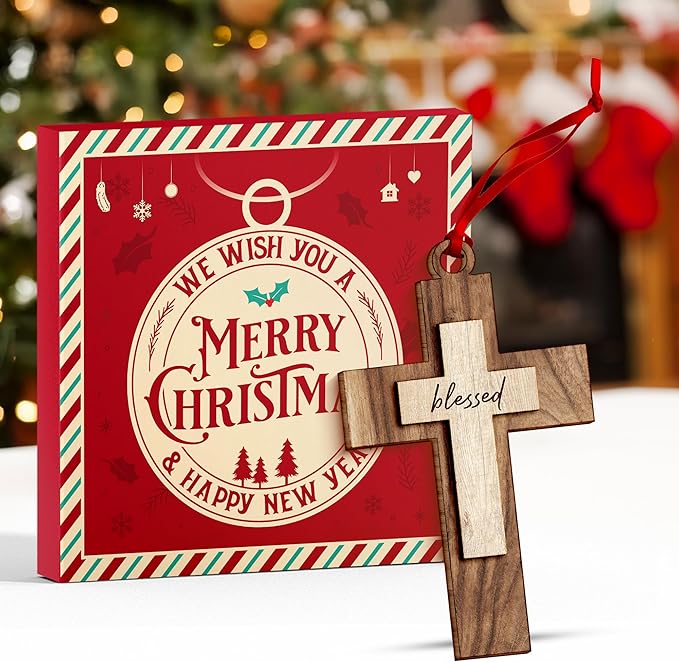 Religious Christmas Ornaments - Cross Ornaments for Christmas Tree Decoration, Christian Ornament for Home Decor, Unique Religious Gifts for Christian Women, Ideal Gifts for Christian Women