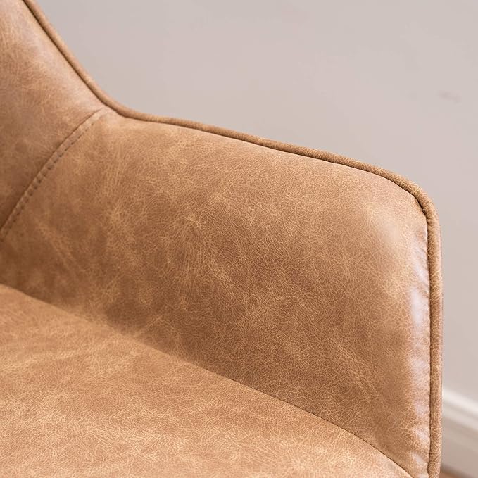 Yellow Set of 4 PU Leather Living Room Chairs Modern Upholstered Accent Chairs Dining Room Chairs (Yellow, 4)