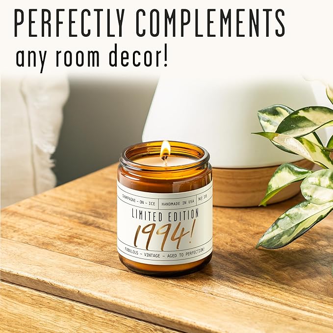 31st Birthday Gifts for Women - 'Limited Edition 1994' Soy Candle, w/Champagne on Ice I 31 Birthday Gifts for Women I 31rd Gift for Her Ideas I 9oz Reusable Jar, 50Hr Burn, Made in USA