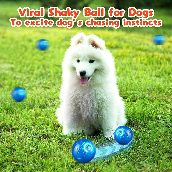 2 Pcs Shaky Ball Toy for Dogs, 2025 New Vibrating Dog Balls, Smart Jumping Ball Toy, Interactive Dog Balls, Automatic Rolling, Keep Them Busy, Suit for All Dogs(Orange+Blue)