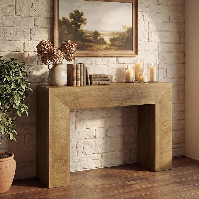 Tribesigns 43.3" Entryway Console Table, Farmhouse Wooden Sofa Table Behind Couch, Modern Small Accent Console with Fluted Design for Living Room Hallway Entrance Foyer, Brown