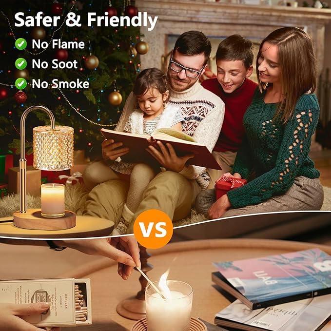 Electric Candle Lamp Warmer with Timer Dimmer Adjustable Height,Gifts for Women and Men,Vintage Home Decor