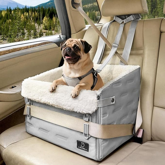 A 4 Pet Dog Car Seats for Small/Medium Dogs, Booster Car Seat with Easy-to-Install Patented Safety Buckle, Pet Seat mit Safety Leash for Dogs Under 35 Lbs
