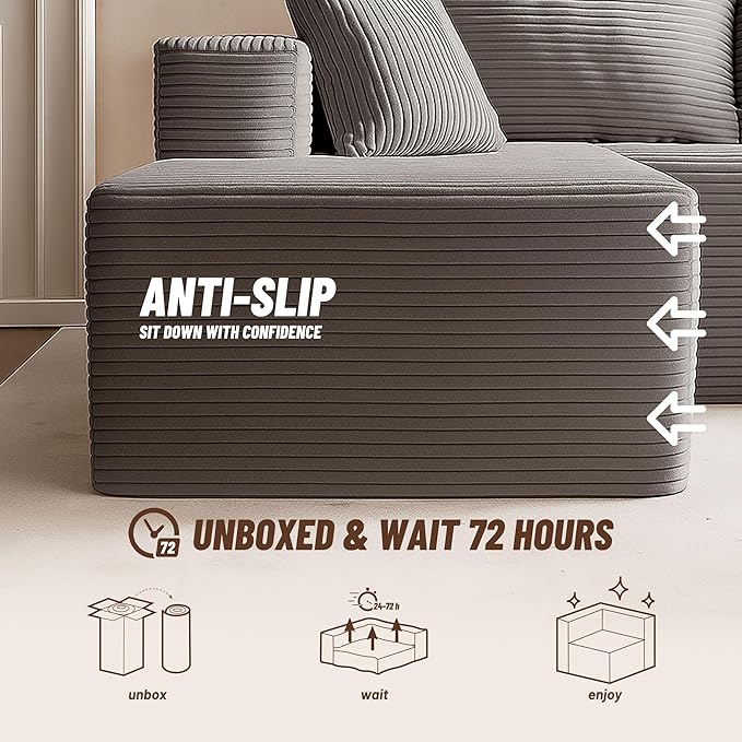 Cozy Square Ottoman, Comfortable Seating, No Assembly Required, Gray